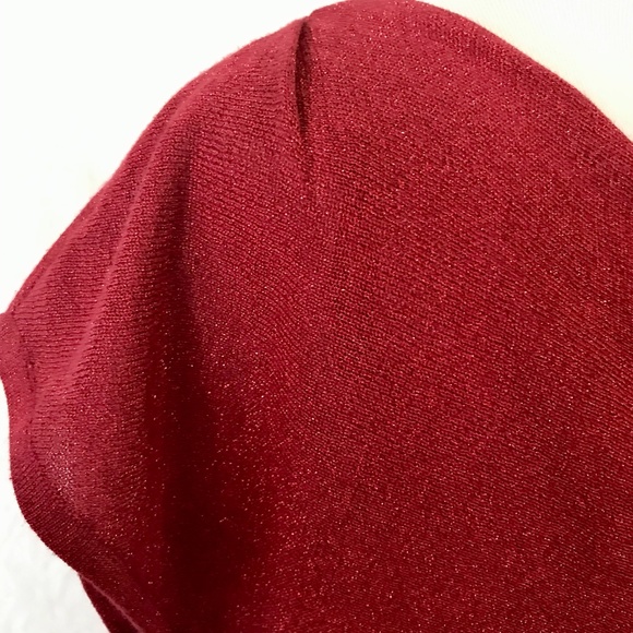 MICHAEL KORS: Red Metallic/Sparkly drape-neck tunic sweater - Picture 4 of 5